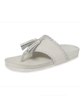 NWT J/SLIDES NIGEL Silver Metallic Suede Tassel Sandal